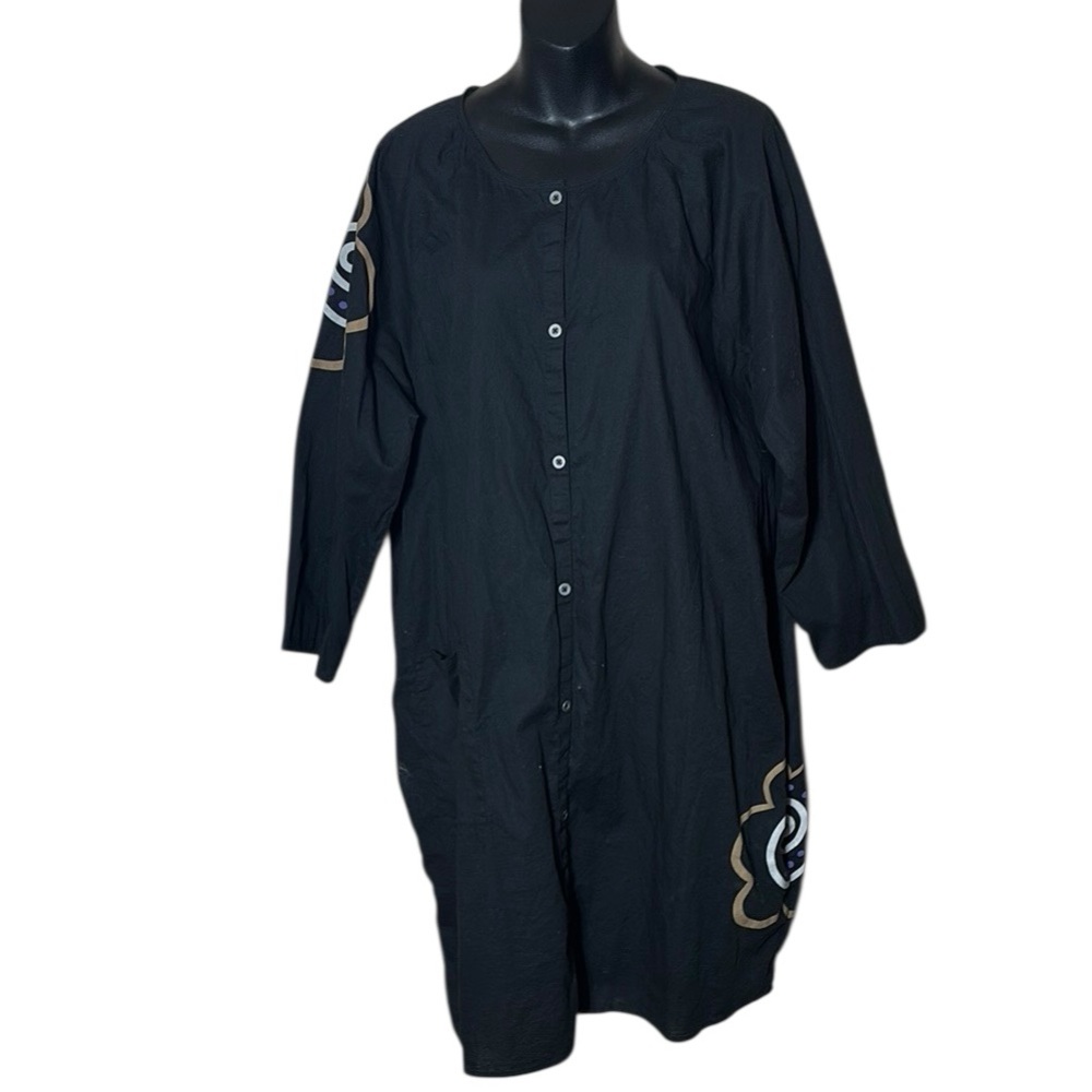 Gudrun sjoden women’s xl Lagenlook dress button front long sleeve cotton linen